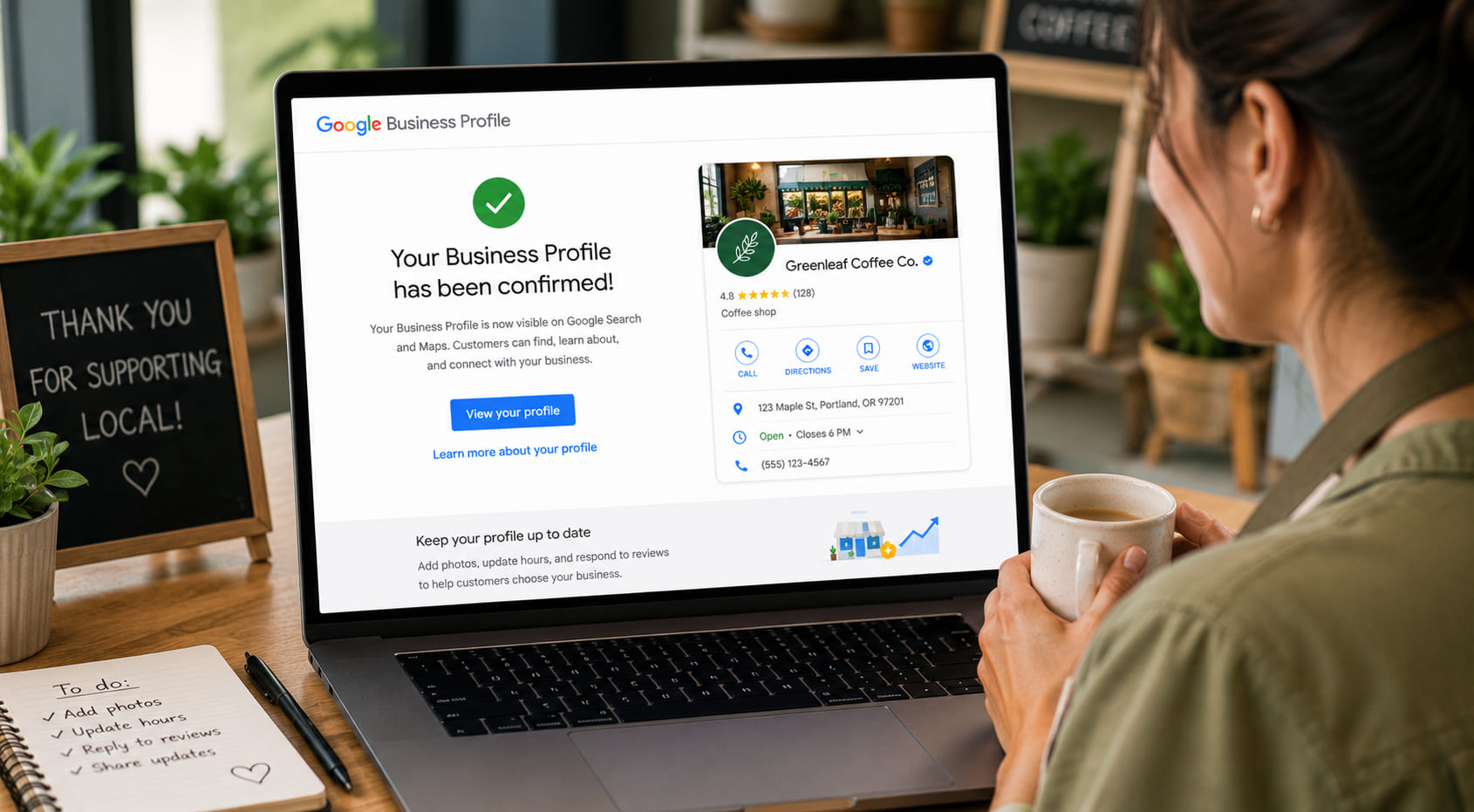 Reinstated Google Business Profile confirmation
