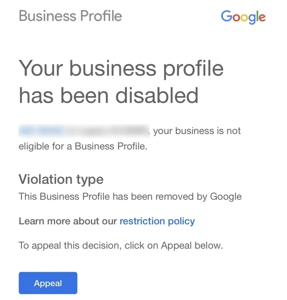 Your Google Business Profile Suspended